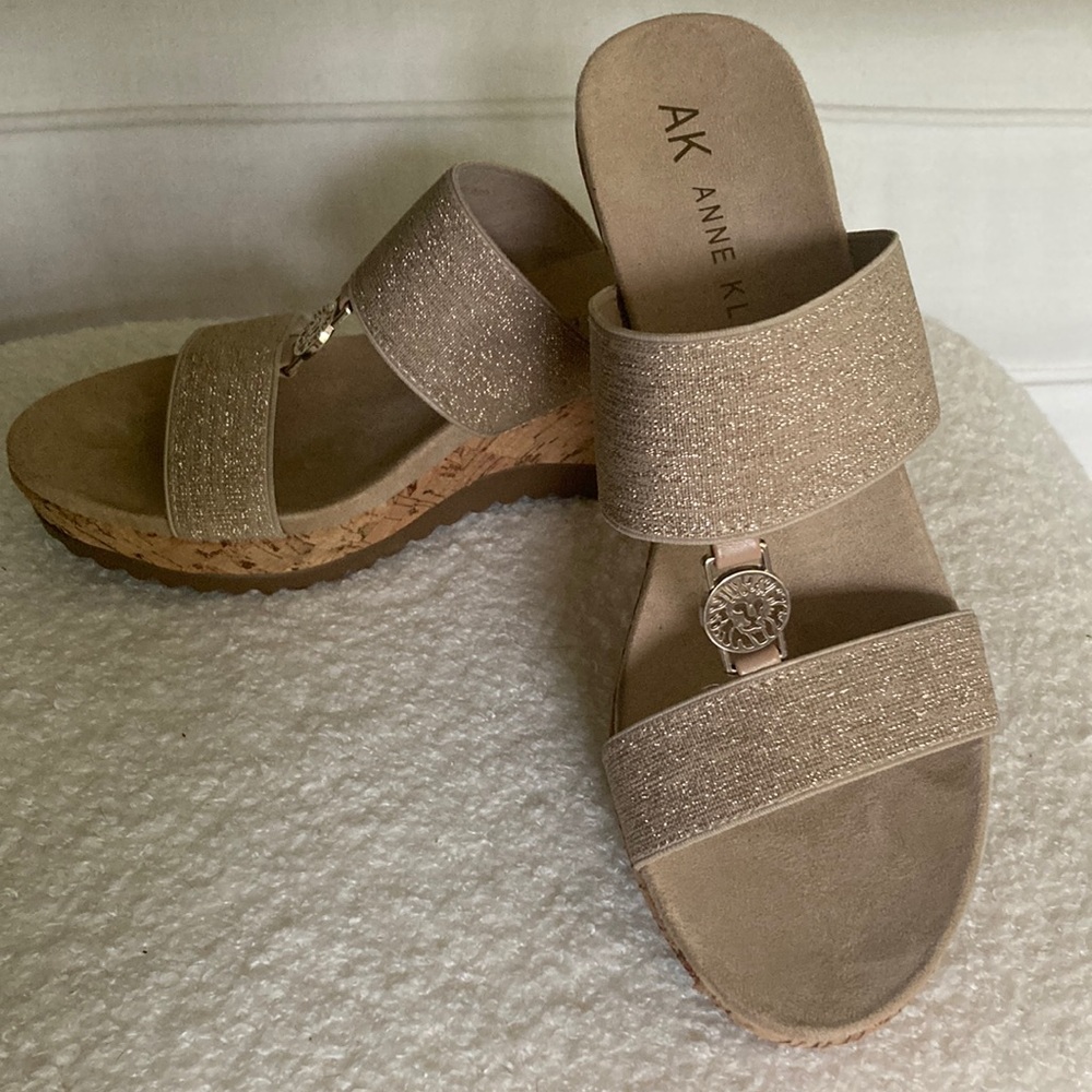 Anne Klein Gold Wedge Sandals